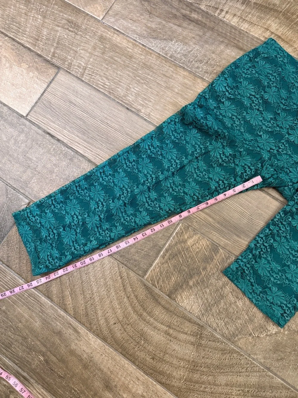 Draper James Lace Ankle Pants | Teal | Size Medium | Dressy Pull-On - Picture 9 of 11